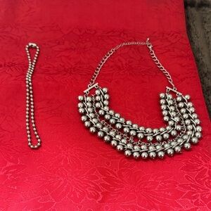 Elegant Silver Tone Beaded Necklaces 7 1/2 and big one is 9 1/2